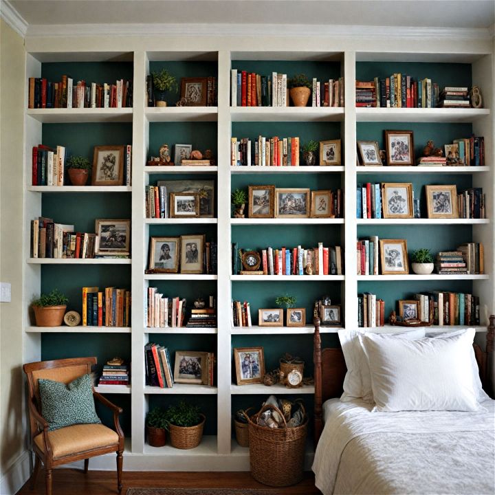 open bookshelves for cottagecore bedroom