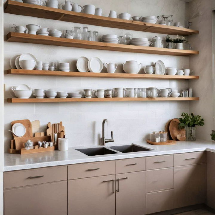 open shelving to elegantly display glassware