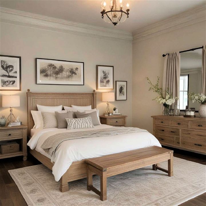 opt for a rustic beige bed frame