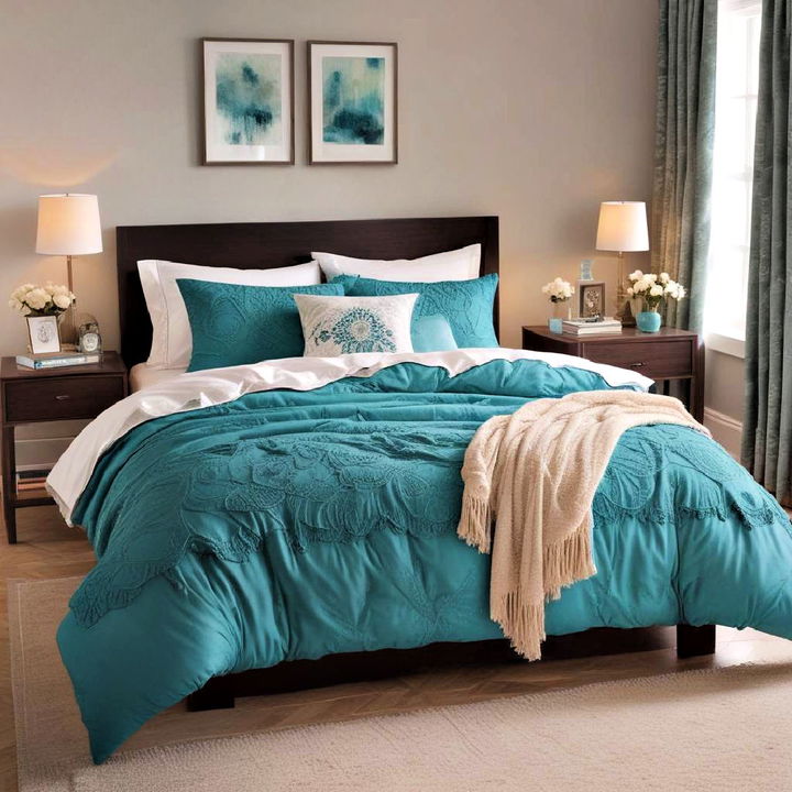 opt for teal bedding