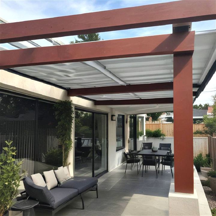 outdoor cantilevered awning