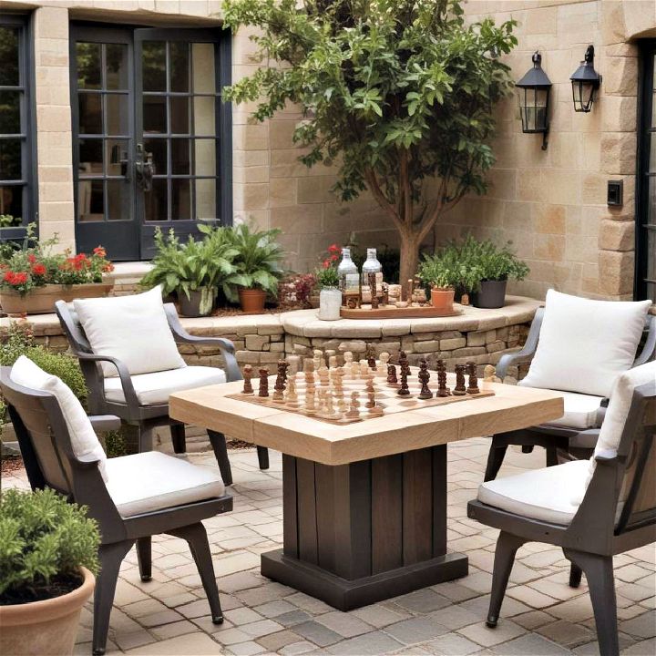 outdoor chess game table