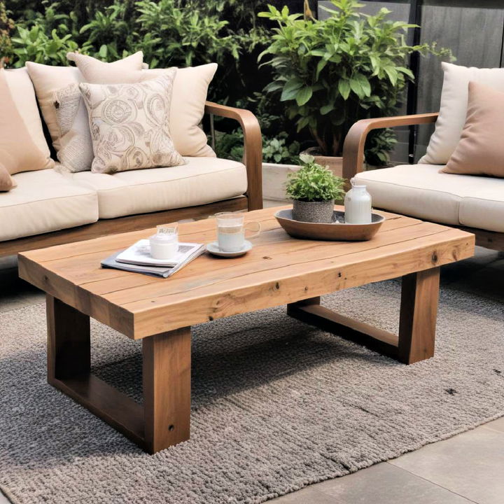 outdoor coffee table using wood