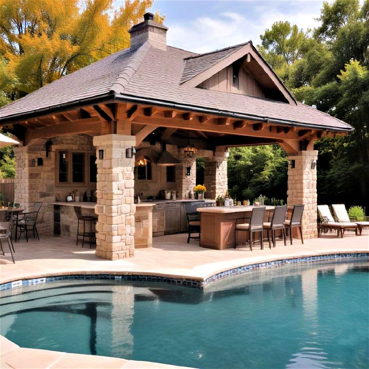 outdoor kitchen pool house