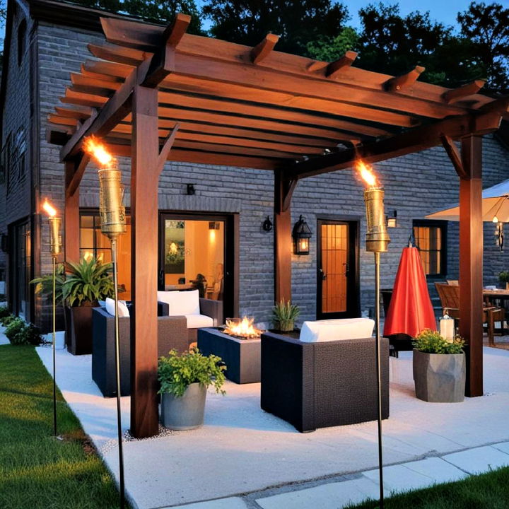 outdoor living room tiki torches