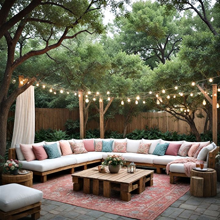outdoor lounge area with comfy seating