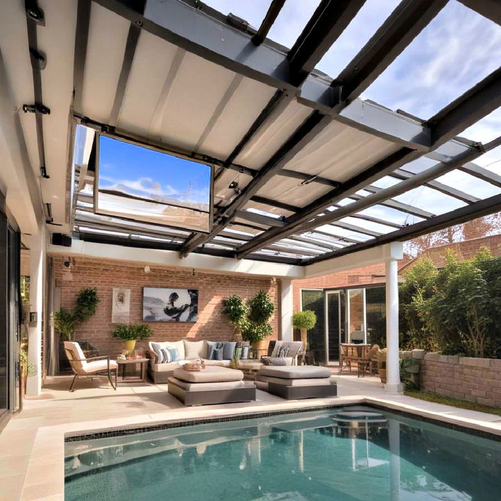 outdoor retractable roof tv system