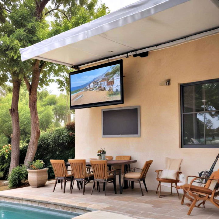 outdoor under awning tv