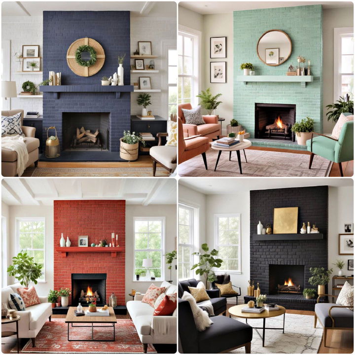 painted brick fireplace ideas