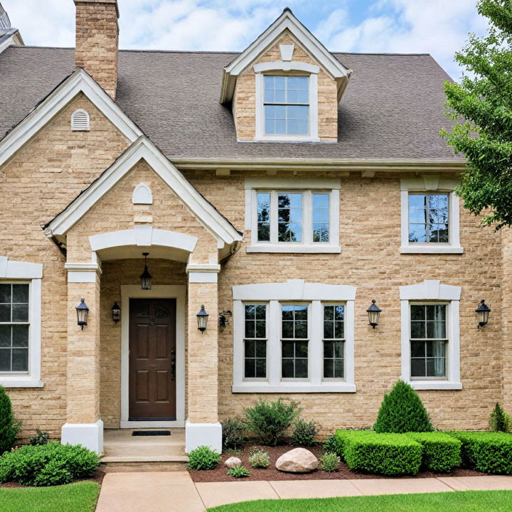 painted brick house with earthy tones