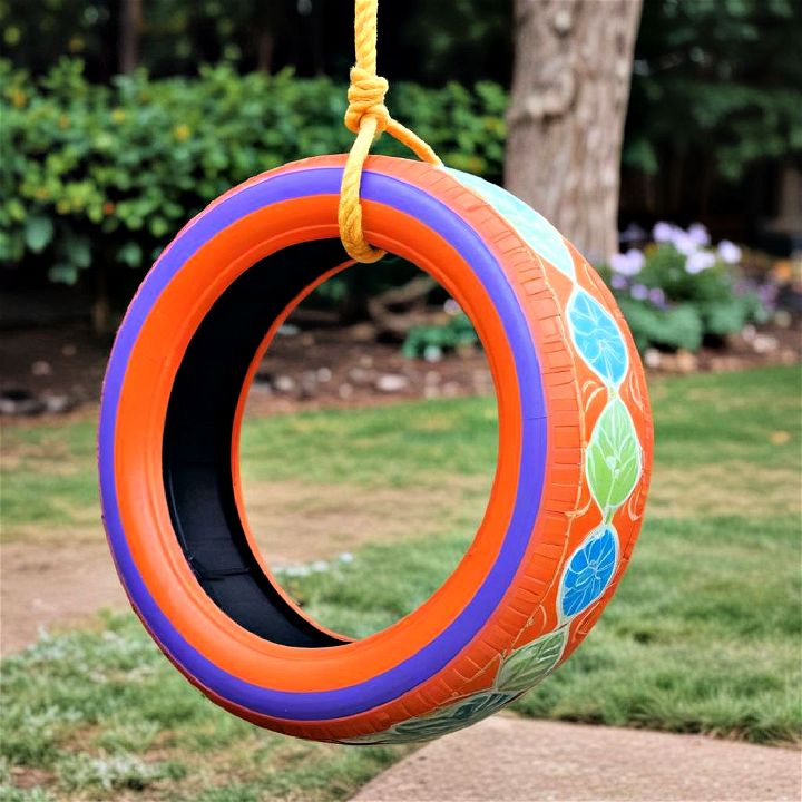 painted decor tire swing