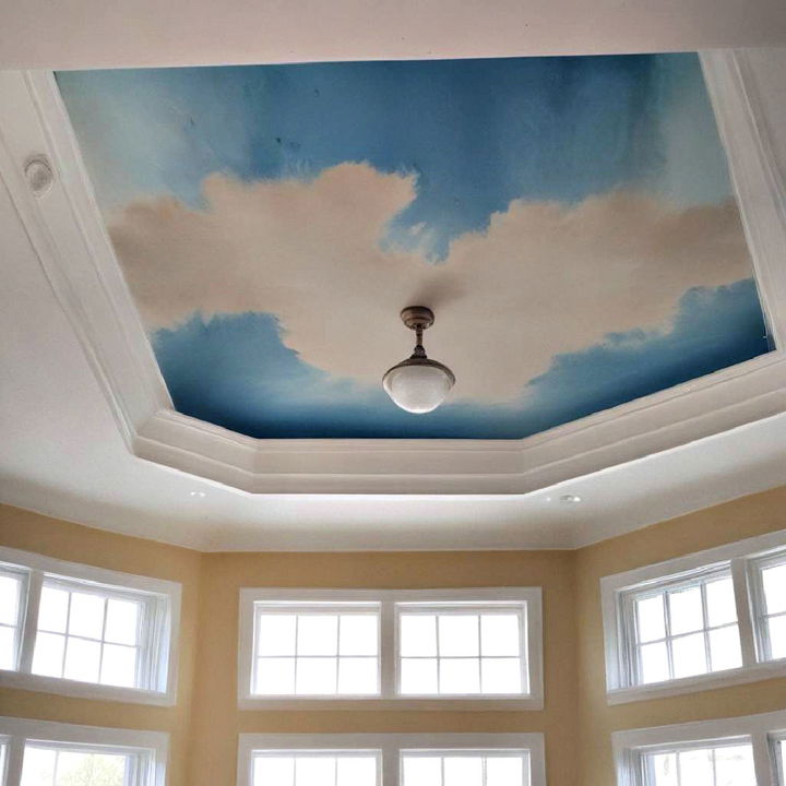 painted mural tray ceiling