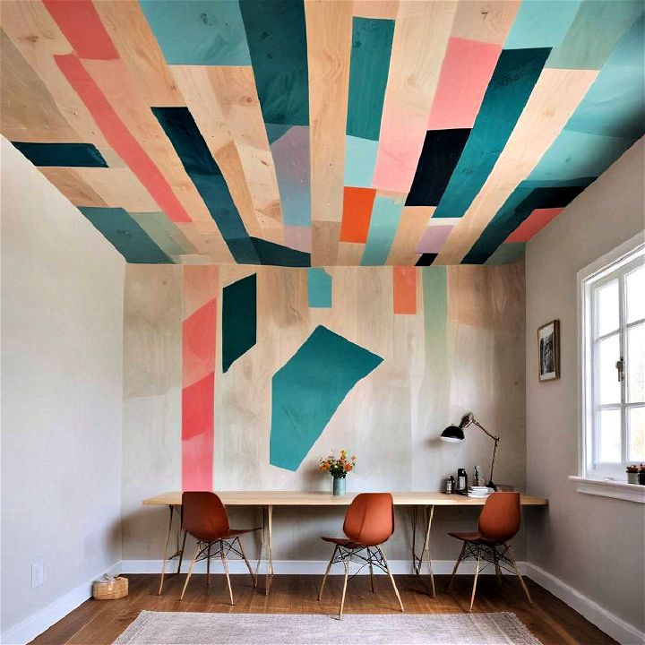 painted plywood ceiling