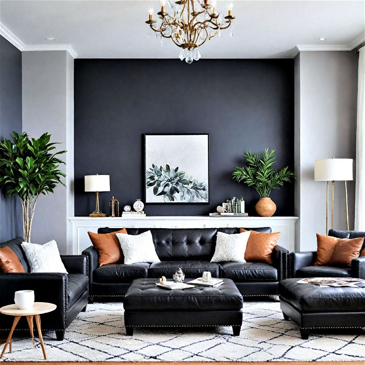 pair your black couches with luxe leather