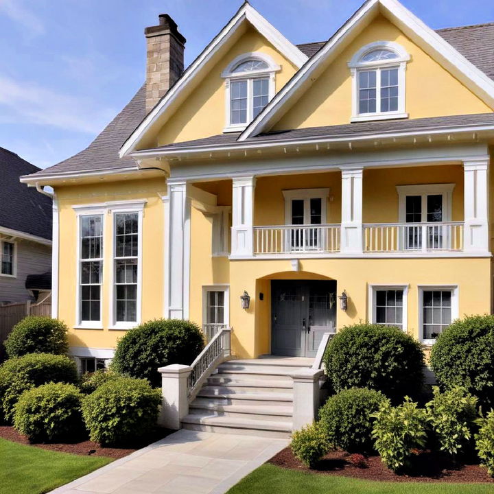 pale yellow with grey for suburban homes