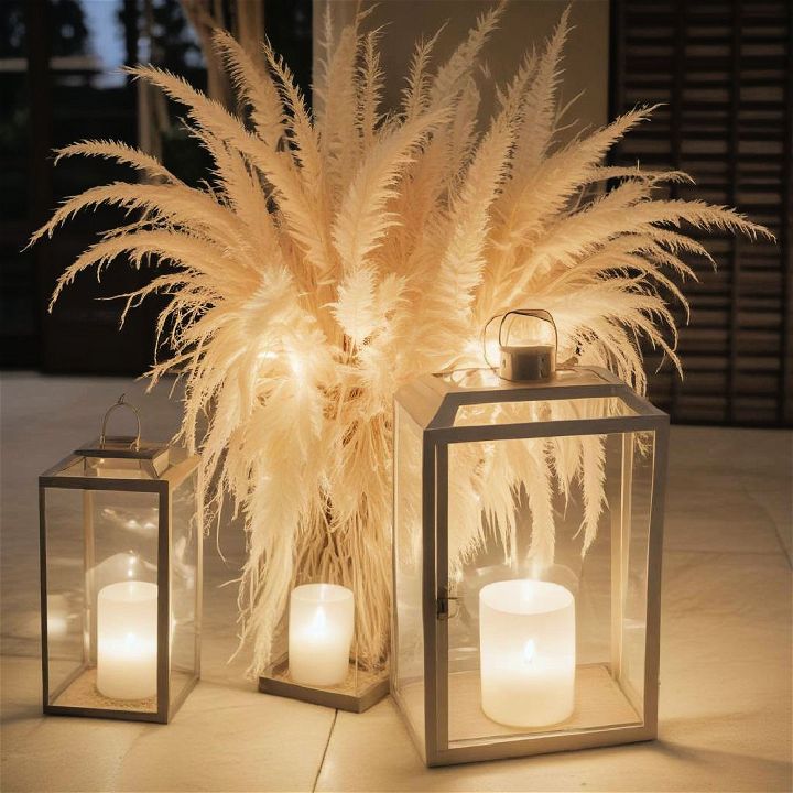 pampas grass in lanterns