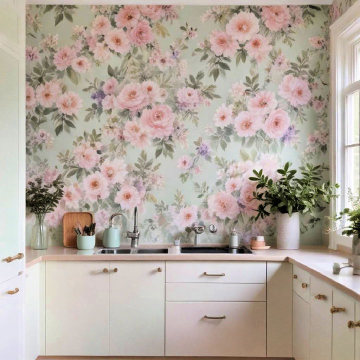 pastel colored wallpaper for kitchen