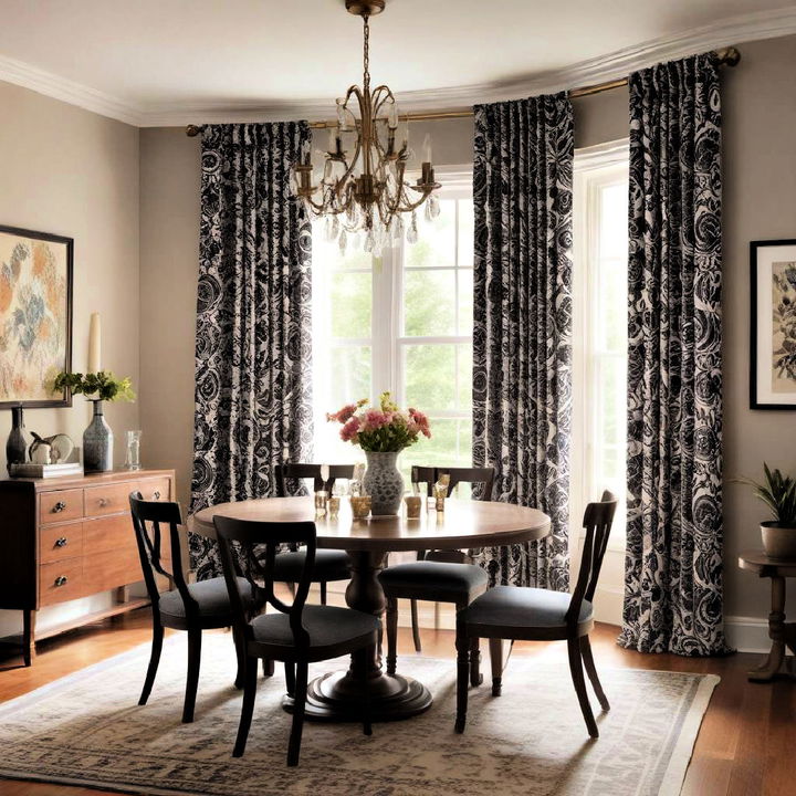 patterned curtain for dining room