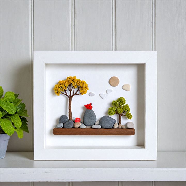 pebble art for shelf decor