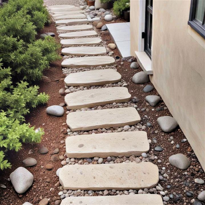 pebbled path for front steps