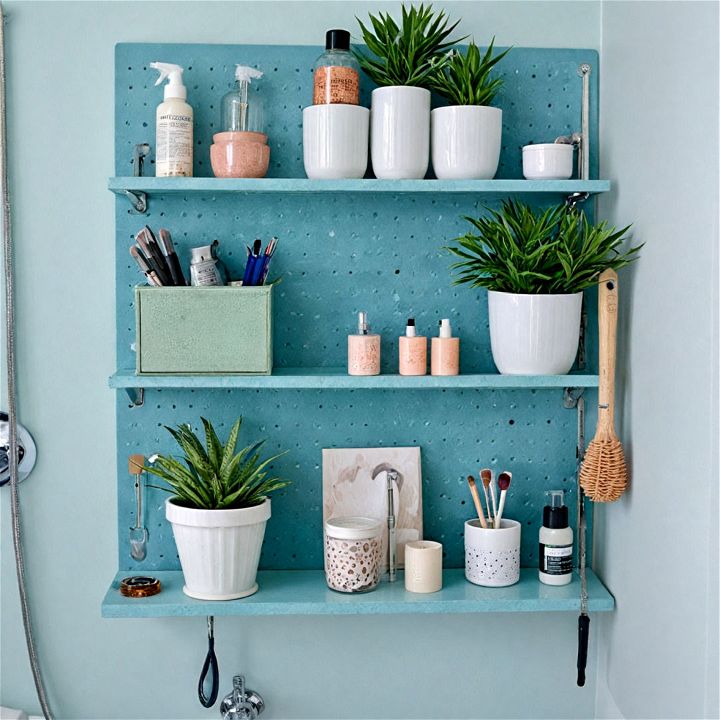 pegboard for small bathroom shelving