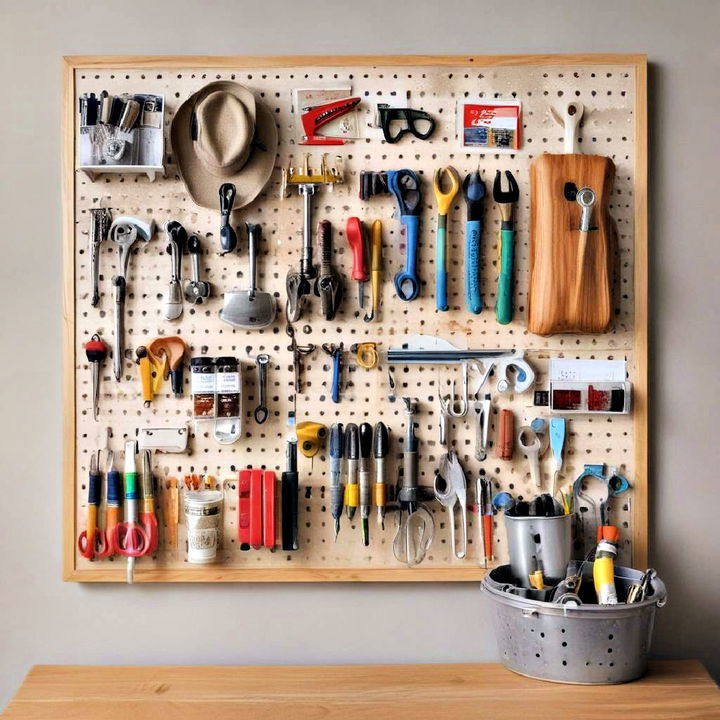 pegboard organizer to keep tools in order