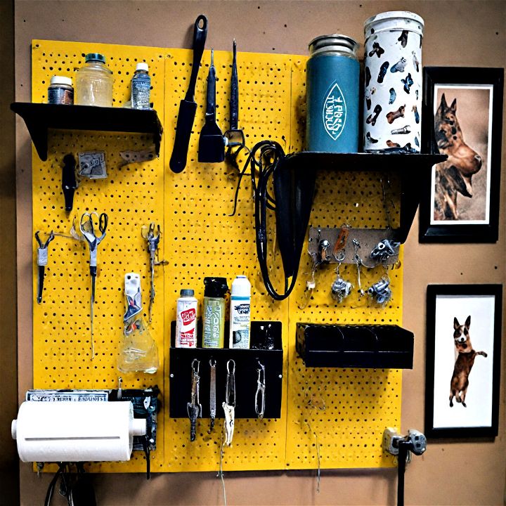 pegboard pet supply station