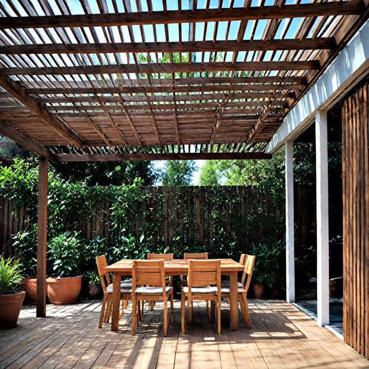 pergola slats for a shaded and airy patio