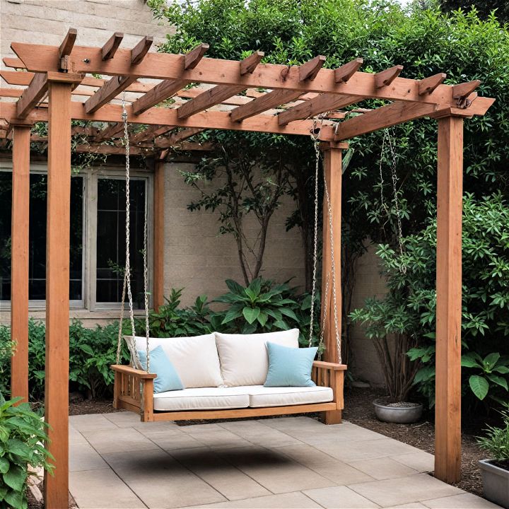 pergola with a comfy hanging swing