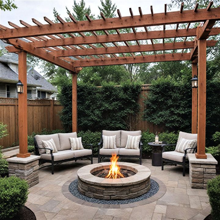 pergola with a fire pit for relaxation