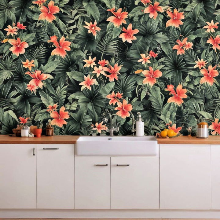 permanent vacation with tropical print wallpapers