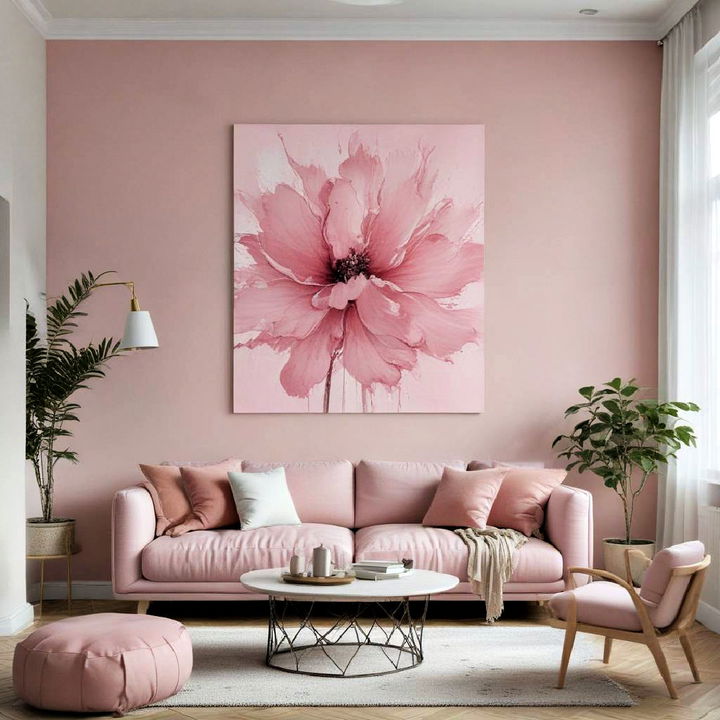 pink accent wall art for living room