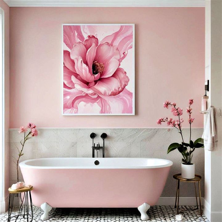 pink artwork for bathroom