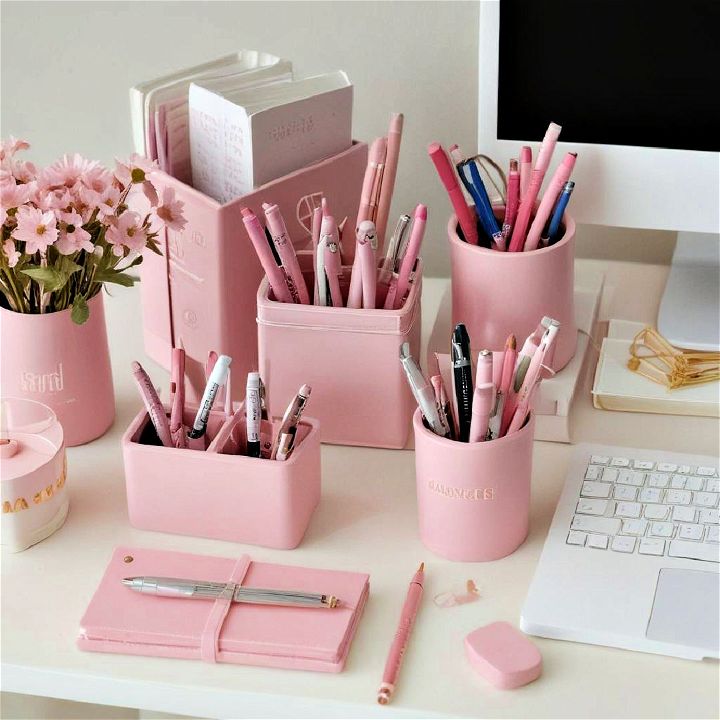 pink desk accessories
