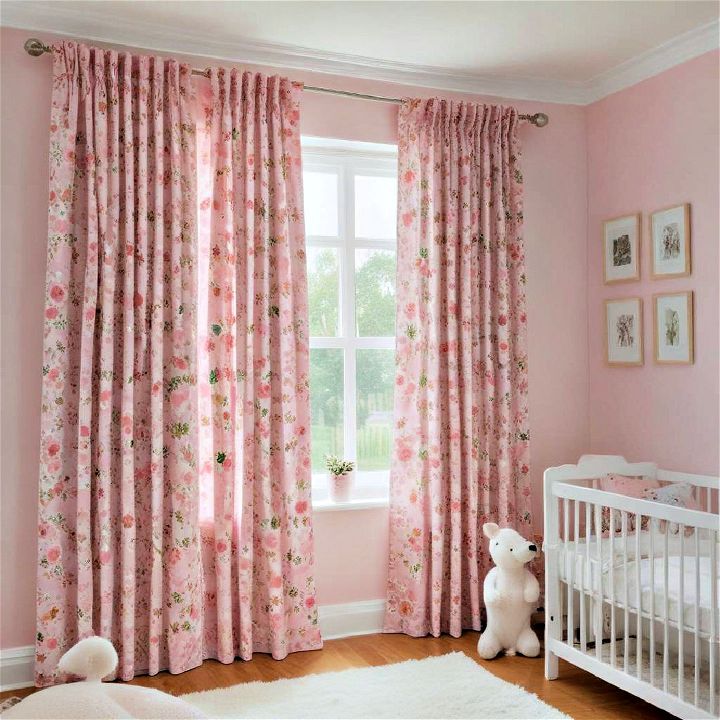 pink floral curtains to add a playful touch