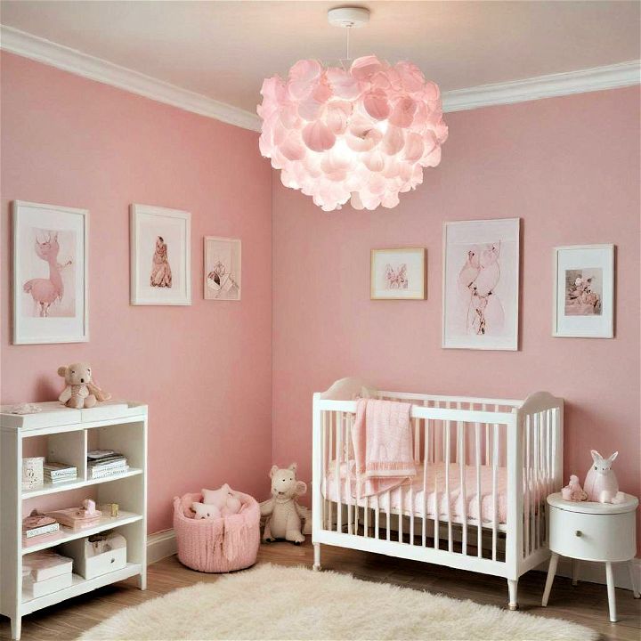 pink light fixture to create restful environment