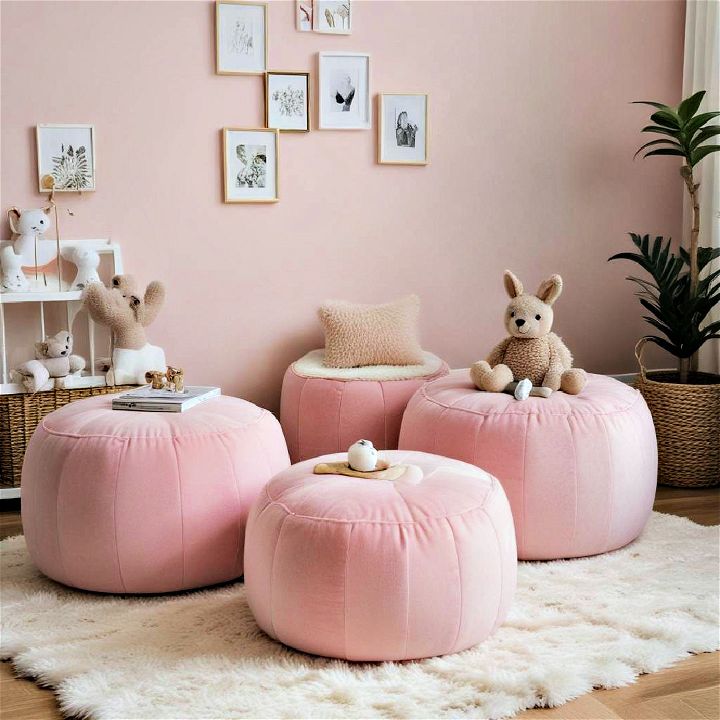 pink poufs to add comfort