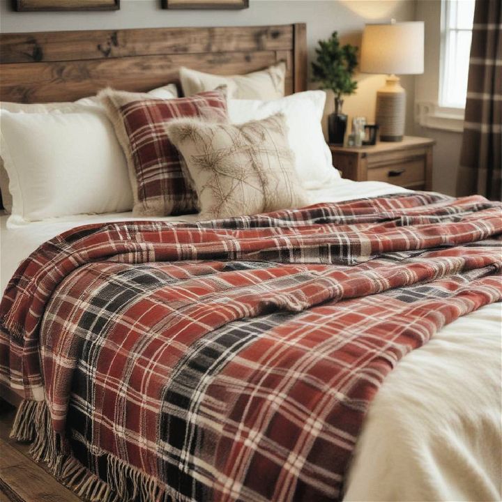 plaid pattern blanket and pillow