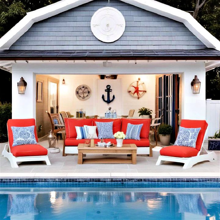 pool house with a nautical theme
