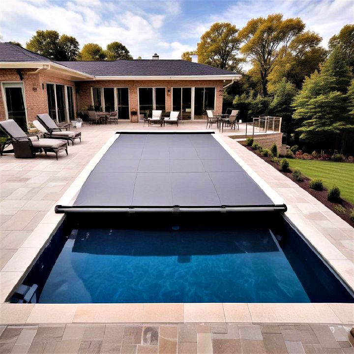 pool with a retractable cover