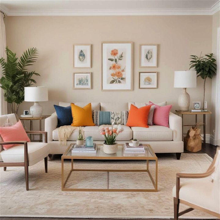 pop of color beige living room