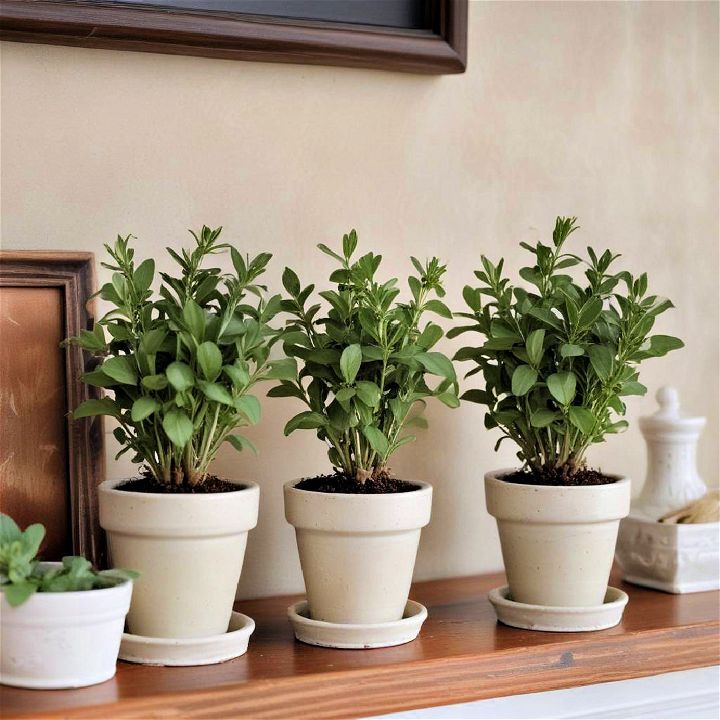 potted herb for spring mantel decor