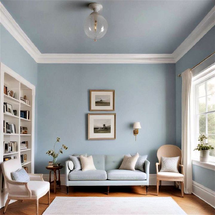 powder blue ceiling for open and airy feel