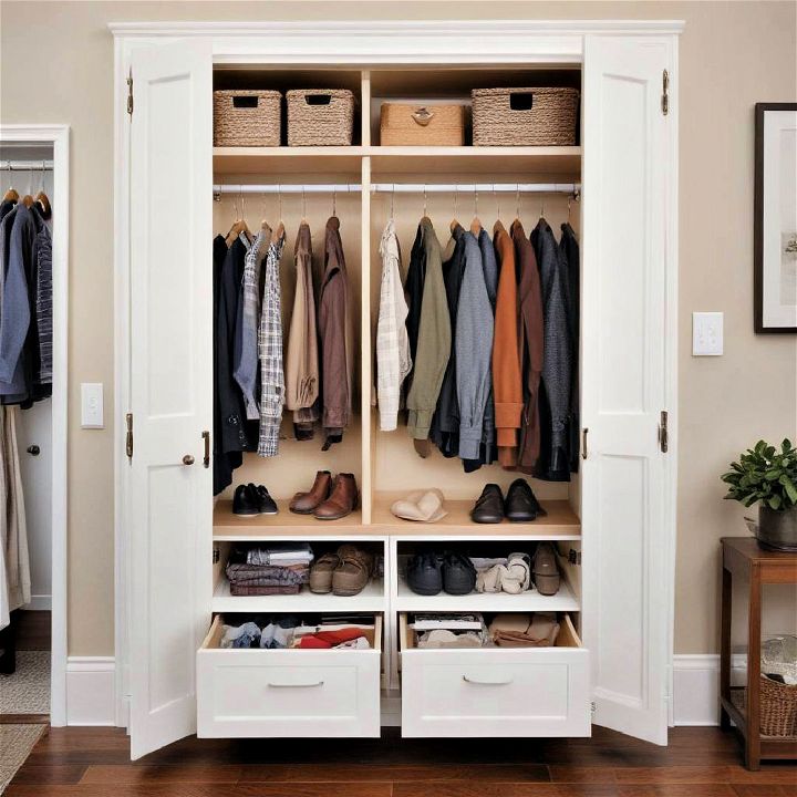 pull out drawers for well organized closet