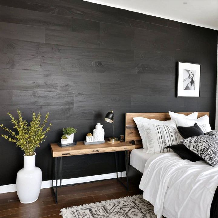 quick and stylish black stikwood accent wall