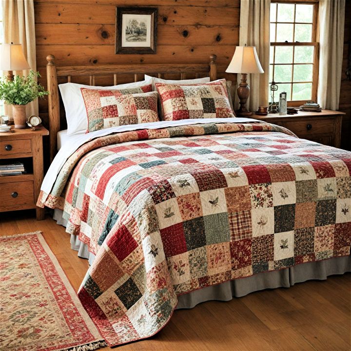 quilted bedding to enhance the rustic charm