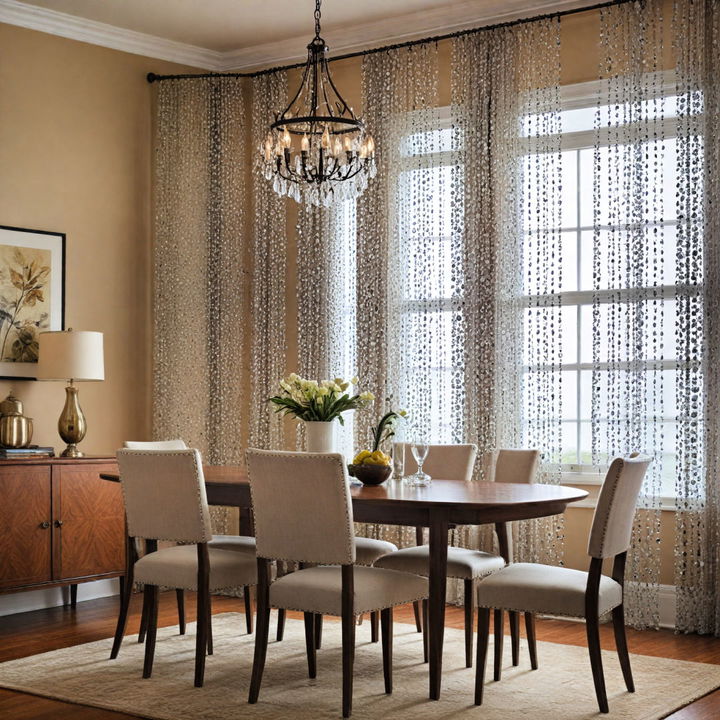 quirky dining room beaded curtains