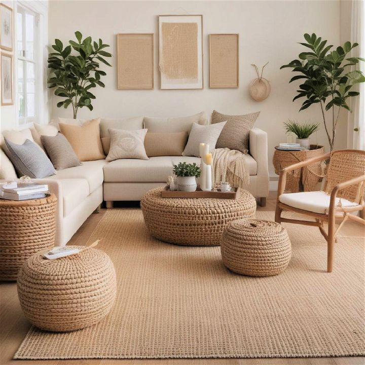rattan furniture for beige living room
