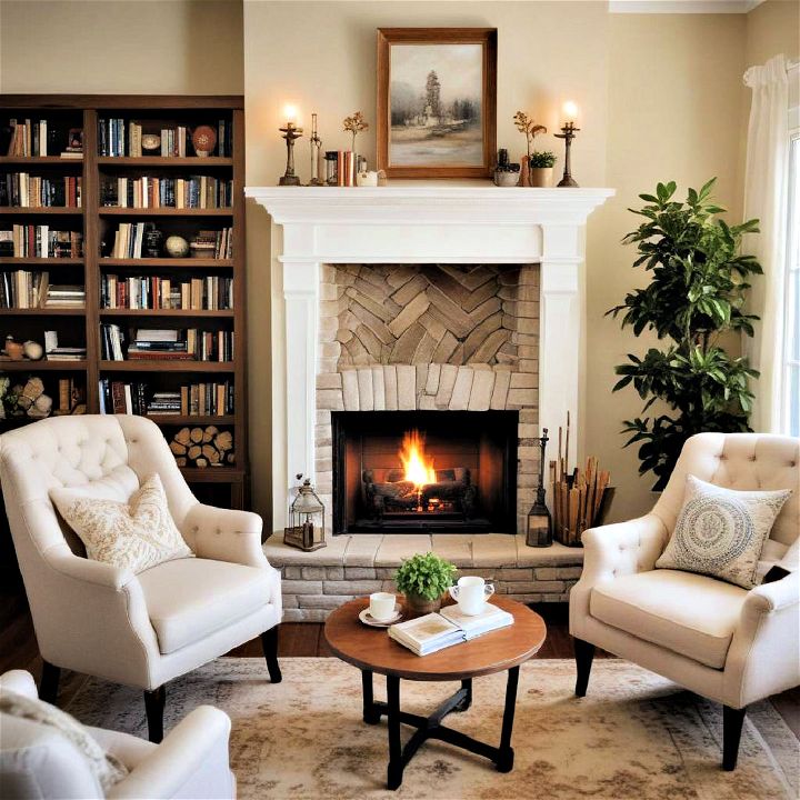 reading nook near fireplace