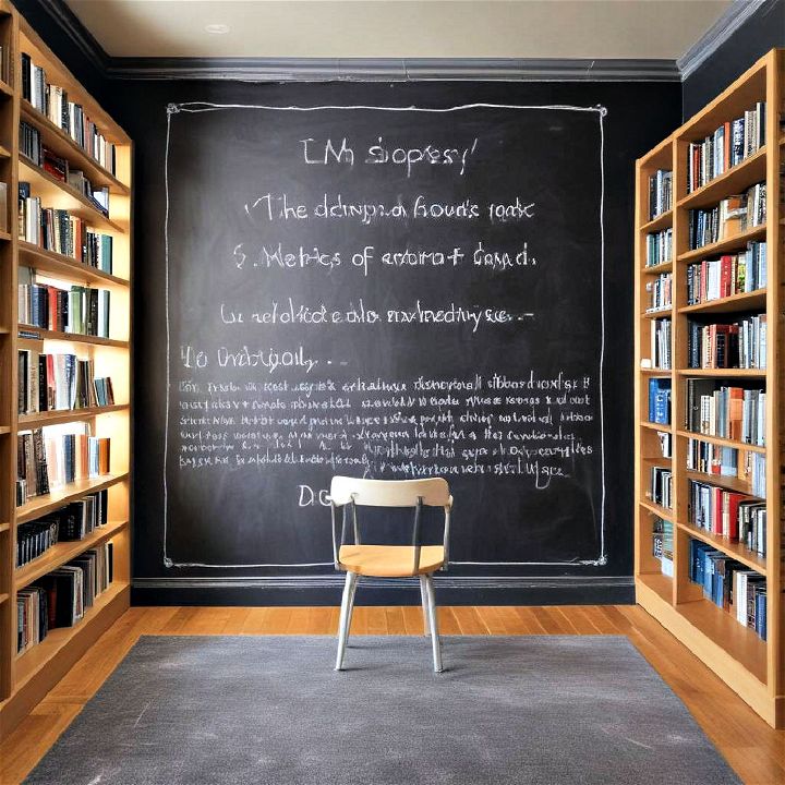 reading nook with a chalkboard wall